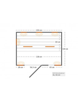 Dimensions pour sauna infrarouge en cèdre rouge 2-3 places, pour 2-3 personnes - HGT Royal Classic RH 150