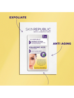 Skin Republic Face Mask Sheet - 2 Step Hyaluronic Acid + Collagen